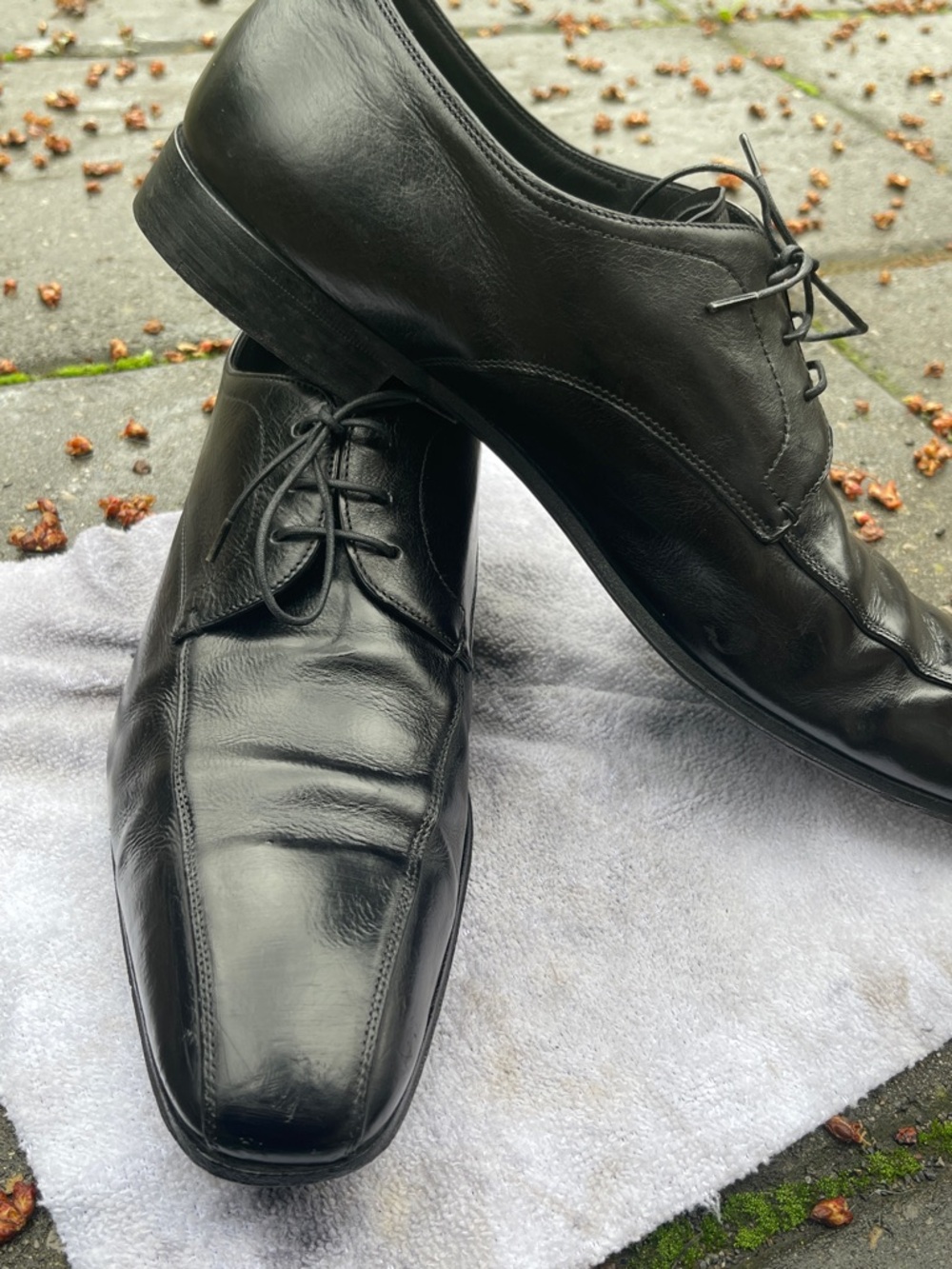 Prada Men's Black Leather Lace-Up Oxfords
